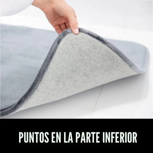Miniatura 7 de Gorilla Grip Tapetes de baño gruesos, espuma viscoelástica, terciopelo suave, absorbente, puntos sólidos en parte baja, lavables a máquina, Gris