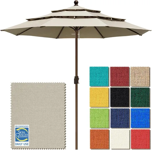 Miniatura 108 de EliteShade USA Sombrilla de Mercado de 10 Años Sin Decoloración de 9 Pies 3 Niveles Sombrilla de Patio Sombrilla de Mesa para Exteriores con Beige
