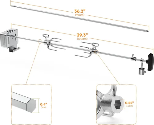 Miniatura 2 de Stanbroil Hygrill - Kit de asador para todas las parrillas Hygrill de gas y carbón integradas de 4 quemadores, asadores con motor, varilla