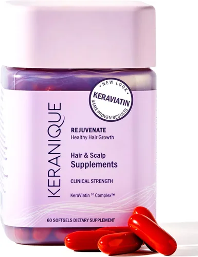 Keranique Suplementos para el cabello y el cuero cabelludo - Promueve la fuerza y el crecimiento. Lo mejor para el cabello fino. Nutre con biotina,