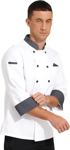 Miniatura 2 de Abrigo de chef unisex para hombre, chaqueta de chef de trabajo de doble botonadura