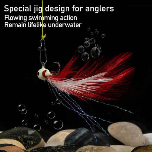 Miniatura 6 de Dr.Fish Paquete de 10 anzuelos de marabú para pesca de agua dulce, anzuelos de pesca para lubina, trucha, lucioperca, bola redonda, señuelo Bluegill