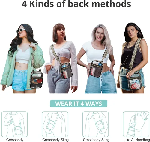 Miniatura 6 de Bolso cruzado aprobado por estadios para mujer, bolsa transparente para estadios para eventos deportivos, conciertos