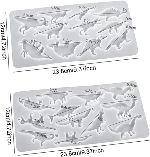 Miniatura 6 de 23 moldes de resina de dinosaurio, moldes de silicona de animales para llavero de resina epoxi con dijes de agujero, moldes de fundición de resina
