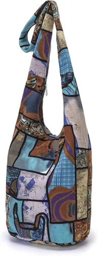 Miniatura 157 de Bolsa de hombro para mujer, de lona en estilo hippie/bohemio para llevar cruzada al hombro, disponible en diferentes colores y estampados