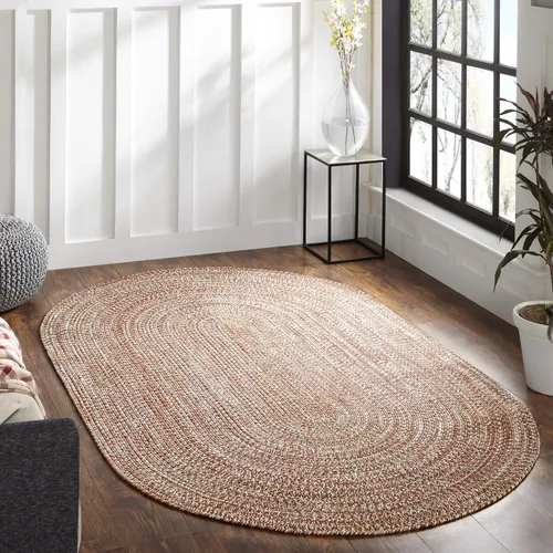 Miniatura 28 de BNM - Alfombra ovalada bohemia para interiores y exteriores con patrón trenzado sólido, perfecta para patio trasero, patio, oficina, sala de estar