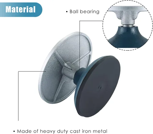 Miniatura 4 de MYFULLY Rueda de cerámica para esculpir 7 pulgadas de diámetro, rueda de metal de hierro fundido resistente para decoración de cerámica con funda