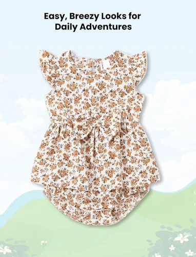 Miniatura 3 de PATPAT - Conjunto a juego para toda la familia, con estampado floral bohemio, cuello cuadrado, mangas abullonadas, vestido blusón y camisetas