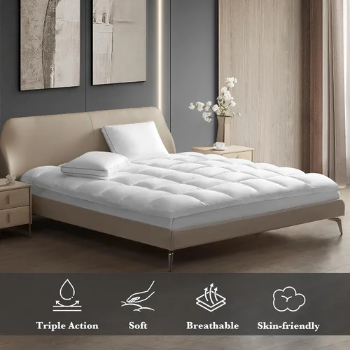Miniatura 8 de Hotel Grand Cubrecolchón Pillow Top Tamaño Individual - Protector de Colchón Impermeable Acolchado Ajustable Funda de Colchoneta con Bolsillo