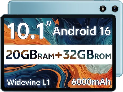 SVITOO Tablet Android de 10 pulgadas, tableta Android 16 para niños y adultos, 20 GB de RAM, 32 GB de almacenamiento, 1 TB expandible, cámaras