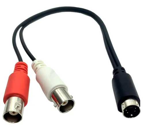 Miniatura 2 de S-Video - Cable divisor de 4 pines a BNC, mini DIN de 4 pines S-Video macho a doble BNC hembra conector divisor en Y (9.8 in/10 pulgadas)