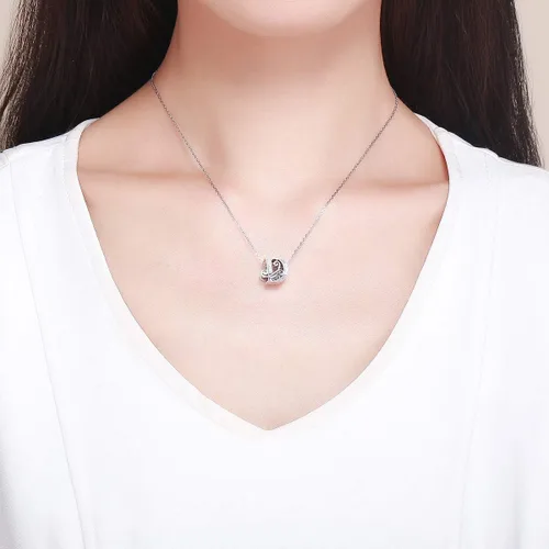 Miniatura 5 de BISAER Dijes de plata de ley 925 con inicial de letra A-Z para pulseras cuentas del alfabeto regalos de joyería Plata esterlina Diamante