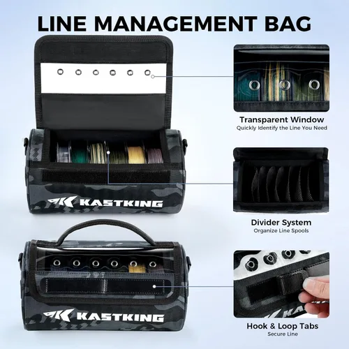 Miniatura 2 de KastKing BaitSpace Bolsa de gestión de línea, bolsa de almacenamiento de línea de pesca con nailon resistente al agua, ventana transparente, divisor