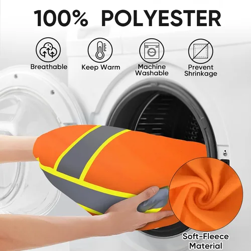 Miniatura 5 de TICONN Chaqueta con capucha de seguridad, sudadera con capucha reflectante de alta visibilidad, equipo de PPE para clima frío cumple con ANSI III