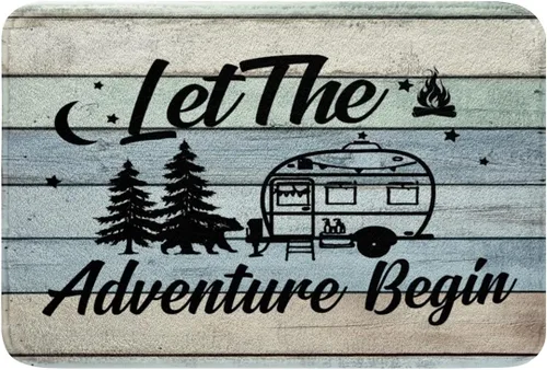 Miniatura 41 de Erosebridal Happy Camping - Tapete de baño para cámper, autocaravana, auto, alfombra de baño marrón de granja 3D, alfombra de baño con patas