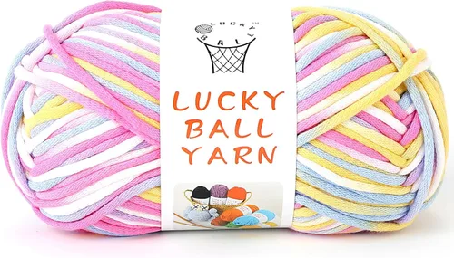 Miniatura 14 de LUCKY BALL Hilo para ganchillo, 3.53 oz/109 yardas, 70% algodón, 30% nailon, #5, hilo de tubo voluminoso para tejer, para bolsos, sombreros