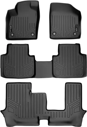 SMARTLINER Juego de alfombrillas para todo tipo de clima, 3 filas compatibles con Volkswagen Atlas 2018-2025