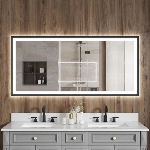 Miniatura 17 de WELLFOR Espejo de baño LED de 28 x 36 pulgadas, espejo de tocador de baño con luz, espejo de pared de baño, espejo de baño iluminado, montaje