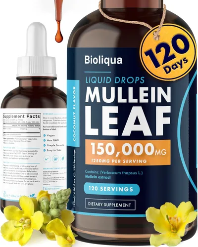 Balance Bioliqua Gotas de gordolobo para pulmones – Alta resistencia de 150,000 mg por tintura de 4 fl oz – 120 porciones a 1,250 mg por dosis –