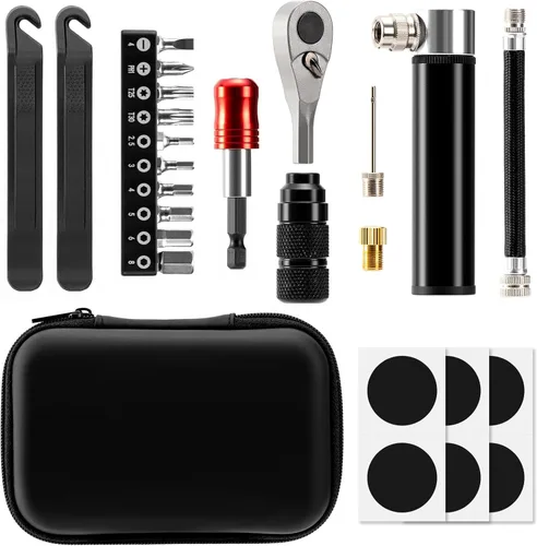 Kit de herramientas de reparación de bicicletas con mini bomba y 10 puntas magnéticas, multiherramienta de aleación para bicicleta, MTB, ciclismo de