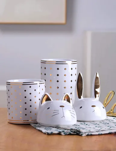Miniatura 6 de HAUCOZE Tarro de galletas de gato decorativo para dulces con tapa, moderno recipiente de decoración de cocina, recipiente de cerámica para regalo
