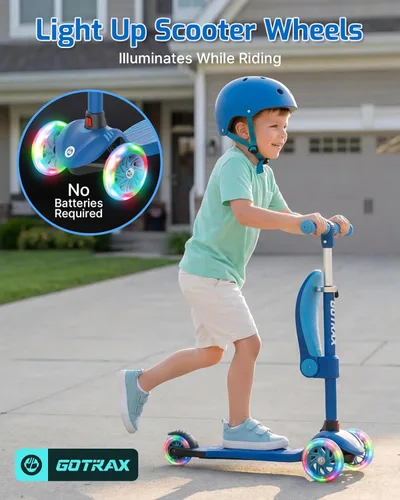 Miniatura 6 de Gotrax KS3 - Patinete para niños, ruedas iluminadas LED, manubrio de altura ajustable y asiento extraíble, cubierta antideslizante inclinada