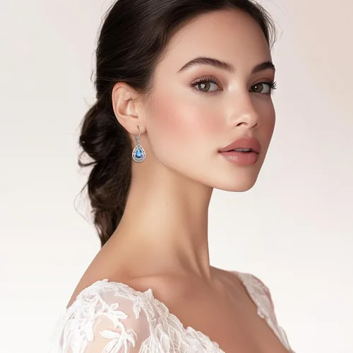Miniatura 50 de Aretes colgantes de plata de ley con diseño de árbol de la vida, flor, abeja, animales, gato, colibrí, piedra lunar, turquesa, aretes con cierre