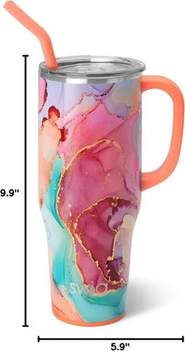 Miniatura 8 de Swig Life - Taza Mega de 40 onzas, Taza de 40 oz con asa y pajita, apta para portavasos, apta para lavavajillas, taza aislante extra grande