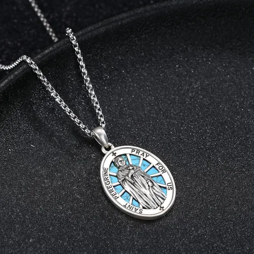 Miniatura 70 de Collar de plata de ley 925 con medalla de San Patrón, colgante de protección católica, amuleto, joyería religiosa para hombres y mujeres
