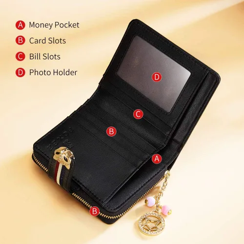 Miniatura 3 de FOXER Carteras pequeñas para mujer, monederos con cremallera para tarjetas de crédito, Classic