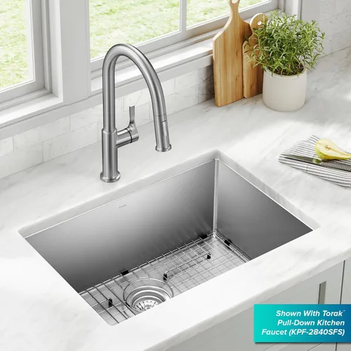 Miniatura 3 de Kraus Standart PRO - Fregadero de cocina empotrado con tazón individual de acero inoxidable, calibre 16, de 26 pulgadas, KHU100-26