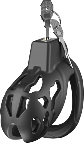 Jaula de castidad masculina, dispositivos de castidad pequeños con anillos de 5 tamaños y bloqueo invisible para hombre, equipo de bondage y