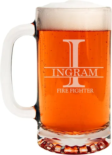 Miniatura 54 de Taza de cerveza de vidrio con monograma grabado de 16 onzas (letra B), regalos de cerveza personalizados de la A-Z para hombres, Día del Padre