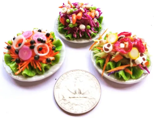 Miniatura 3 de 3 Ensalada Vegetariana Casa de muñecas Alimentos en miniatura, Comida diminuta, Coleccionables de muñecas, Comida para muñecas