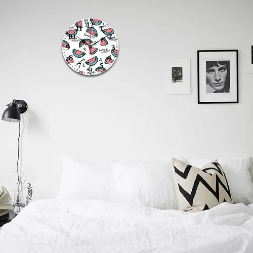 Miniatura 4 de Reloj de pared de madera con fruta de verano con sandía dulce, reloj de escritorio de regalo para niños y niñas, cuarzo de calidad, sin tictac