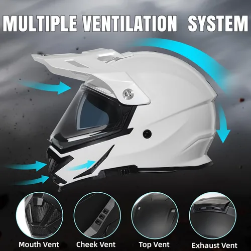 Miniatura 3 de TRIANGLE - Cascos de motocicleta para adultos, para bicicleta de tierra, ATV, deportes duales, casco integral con visera tintada, aprobado por DOT