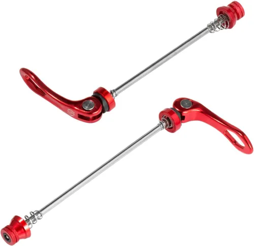 Miniatura 2 de Chooee Juego de brochetas de liberación rápida delantera y trasera para bicicleta de montaña o bicicleta de carretera (rojo/negro)