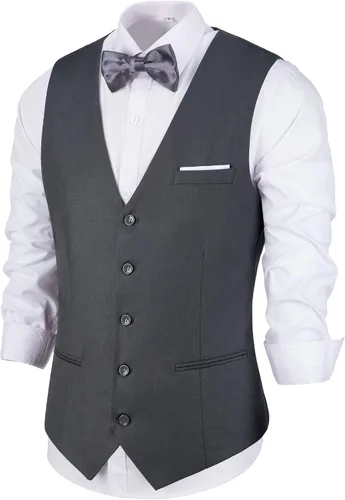 Miniatura 5 de Chaleco de traje para hombre, chaleco de esmoquin para boda, chaleco formal con cuello en V