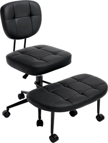 Miniatura 9 de Silla de oficina sin brazos cruzados para sentarse con patas cruzadas, silla de escritorio ergonómica de alta resistencia de 300 libras para TDAH