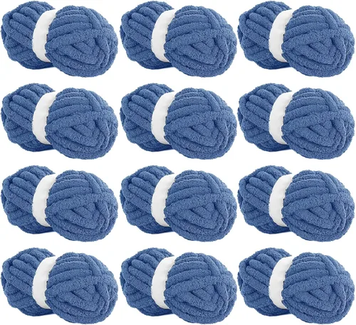 Miniatura 13 de HOMBYS Hilo de Chenille Grueso Carbón para Crochet, Hilo Grueso Espeso y Esponjoso para Tejer, Hilo Súper Grueso para Tejer Mantas a Mano, Hilo