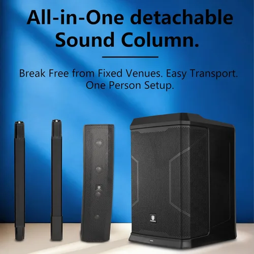 Miniatura 6 de PRORECK 900EX - Sistema PA portátil de columna de matriz de línea pico de 2000 W, subwoofer alimentado de 12 pulgadas con DSP integrado, TWS