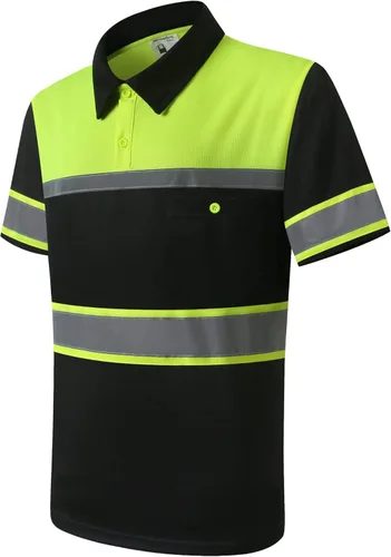 Camisas de seguridad HoliSecure para hombre, camisas polo reflectantes de alta visibilidad para hombre con bolsillo, ropa de trabajo de manga corta