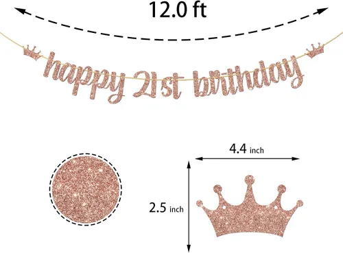 Miniatura 2 de Cartel de feliz cumpleaños 21, suministros de decoración de fiesta de cumpleaños de 21 años de Byebye, cartel colgante de fiesta de felicitación a