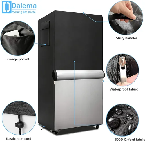 Miniatura 4 de Funda para refrigerador al aire libre, cubierta vertical para congelador 100% impermeable de 600D, resistente, para refrigeradores de pie al