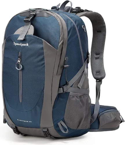 SPEEDPARK - Mochila de senderismo de 40 L, impermeable, mochila de uso diario con cubierta contra la lluvia, mochilas de senderismo al aire libre Un