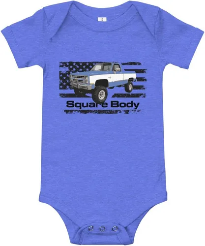 1980s Vintage Pickup Truck Chevy Cuerpo Cuadrado Silverado C10 K10 Bebé Mono Manga Corta Una Pieza