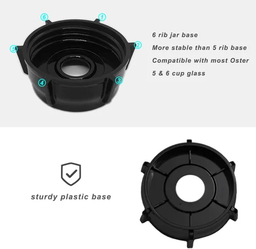 Miniatura 3 de Para Oster Blender Piezas de Repuesto Blender Cuchilla de Trituradora de Hielo con Tapa Base de 2 Tarros y Junta de Anillo de Sellado de Anillo O