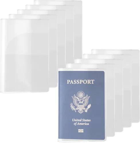 Paquete de 10 fundas transparentes para pasaporte, protector impermeable para pasaporte, soporte de pasaporte de plástico transparente, protector de
