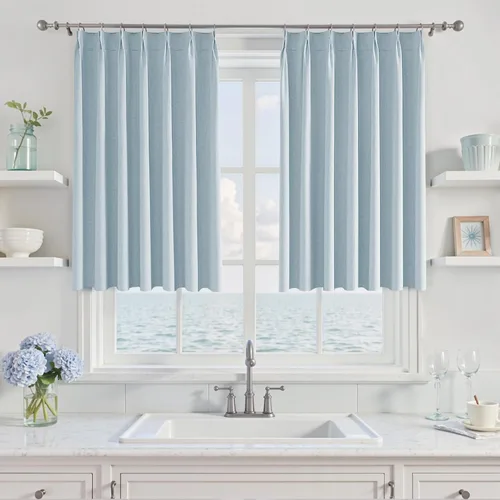 Miniatura 30 de UHITECH Cortinas opacas cortas de 35 pulgadas de largo, plisadas, opacas, para ventanas pequeñas, con aislamiento térmico, cortinas reductoras