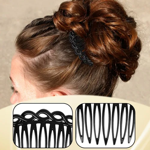 Miniatura 4 de COMNICO Juego de 6 peines laterales franceses para mujer, juego de accesorios de peine de pelo de plástico, pinzas decorativas para el cabello